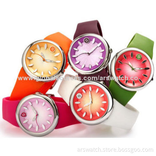 Colorful Dial and Silicone Strap Plastic Watches, Cute Dial and Index Design